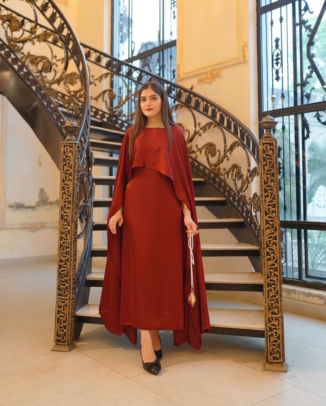 Cape Shawl Style Maxi 2-Piece