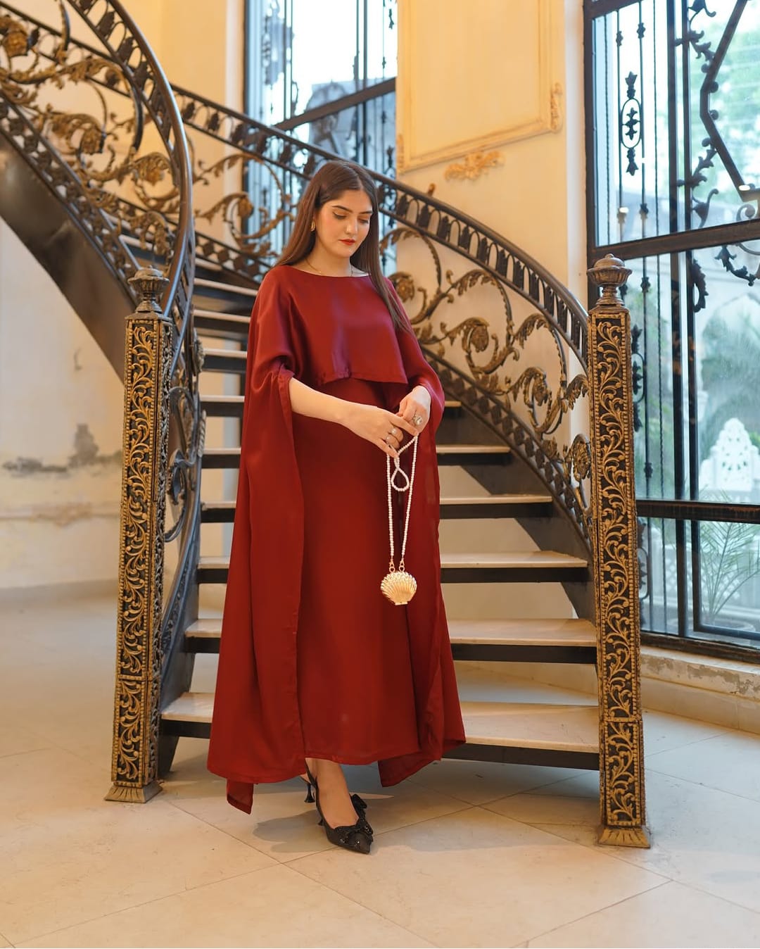 Cape Shawl Style Maxi 2-Piece